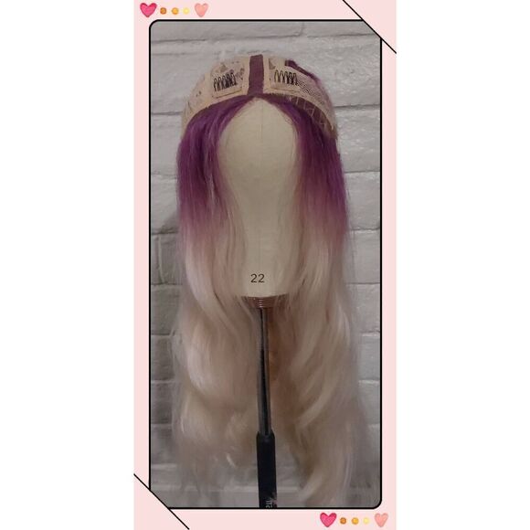 Gorgeous Light Blonde & Magenta Human Hair Blend Wig - Picture 6 of 8